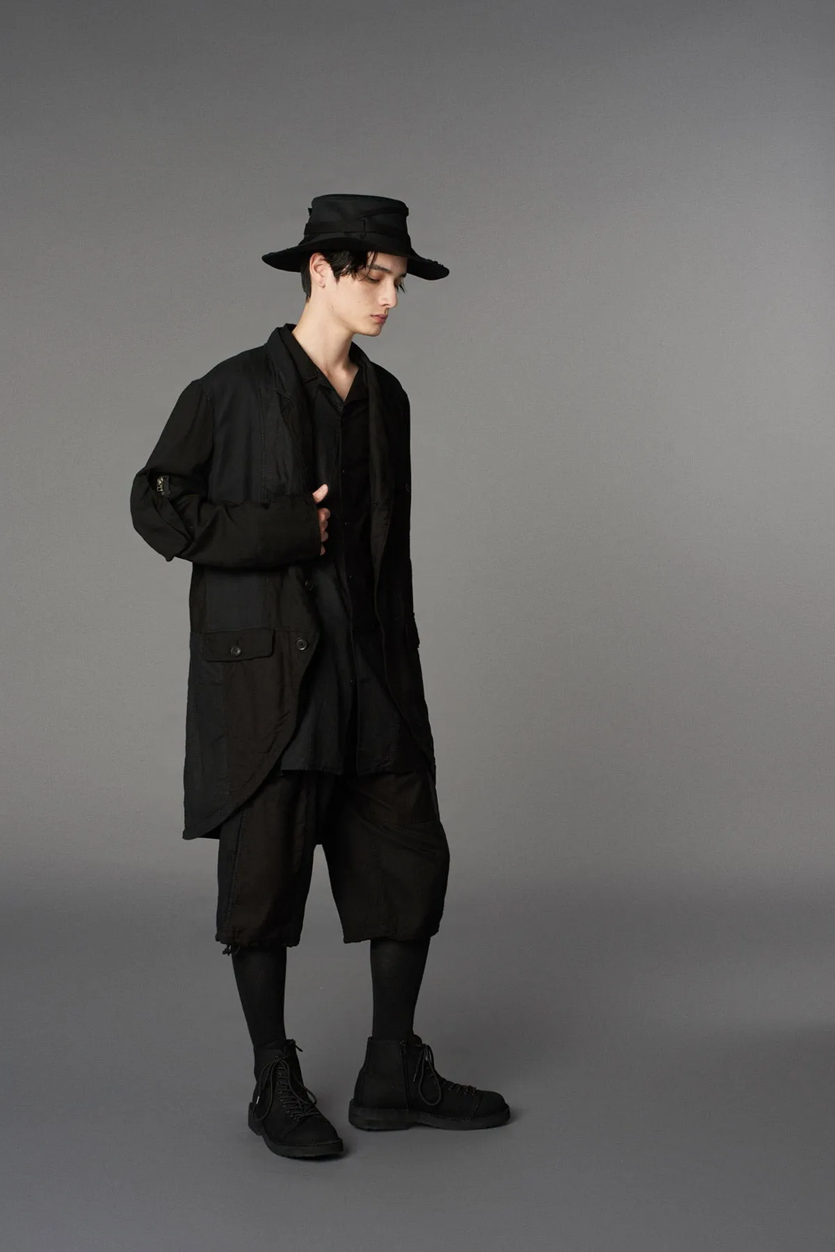CUBISM PATCHWORK PRODUCT DYED SWITCHING FRONT HEM WIDE CUT JACKET sold by Yohji Yamamoto product image thumbnail 5