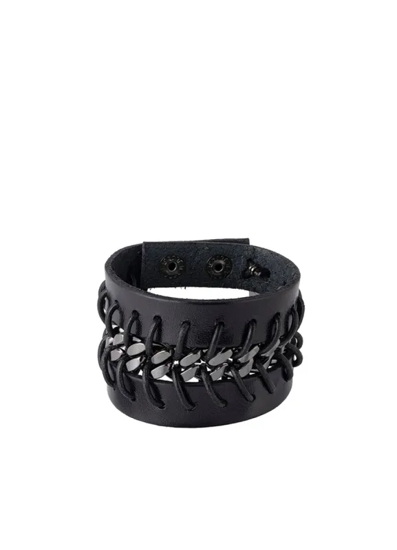 LEATHER BRASS BKNI RENEGADE BRACELET sold by Yohji Yamamoto
