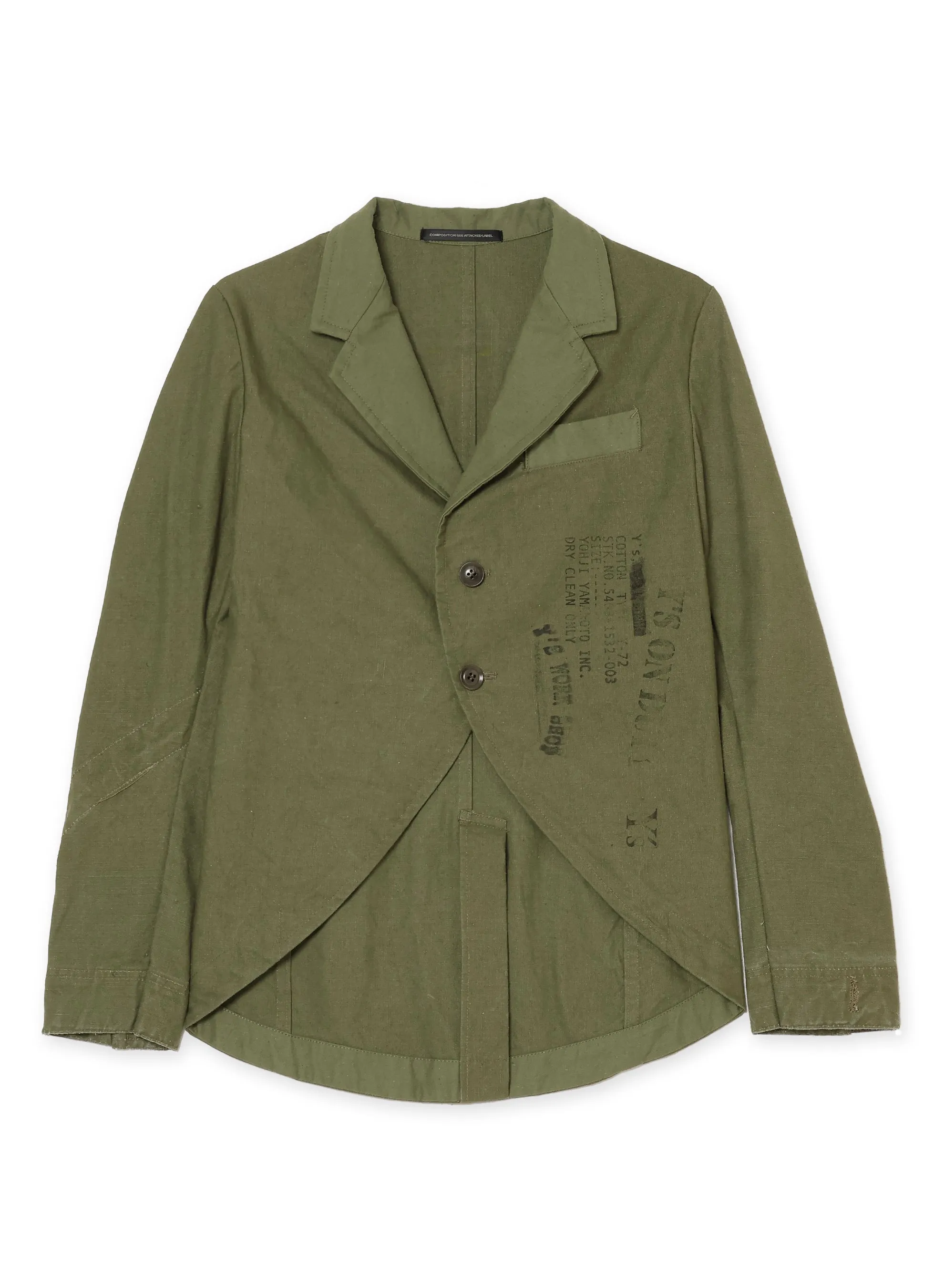 MILITARY TENT CLOTH SWALLOWTAIL TAILORED JACKET sold by Yohji Yamamoto product image thumbnail 2