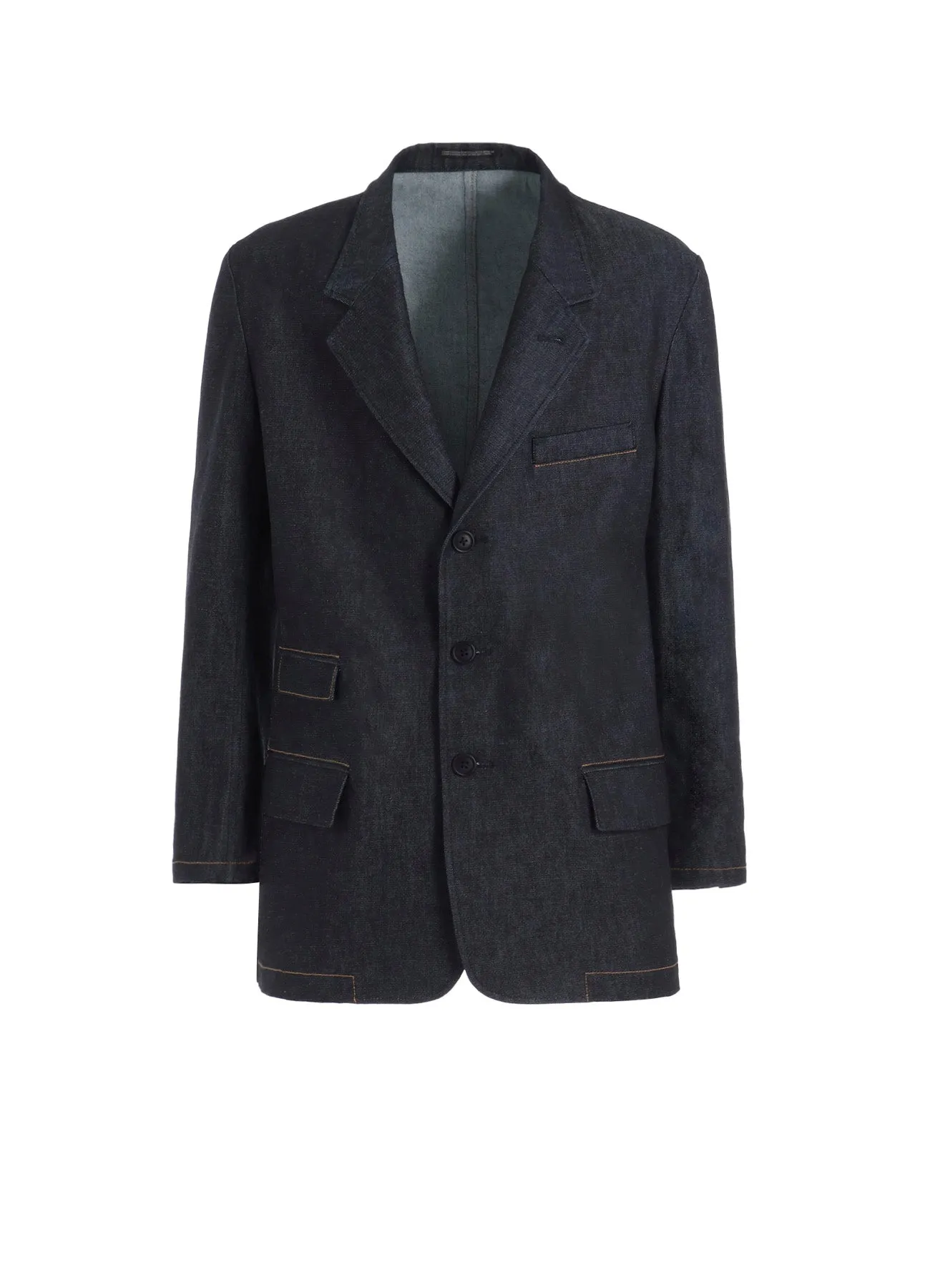 13oz UNEVEN YARN DENIM JACKET WITH 3-BUTTONS COLOR COMBI sold by Yohji Yamamoto