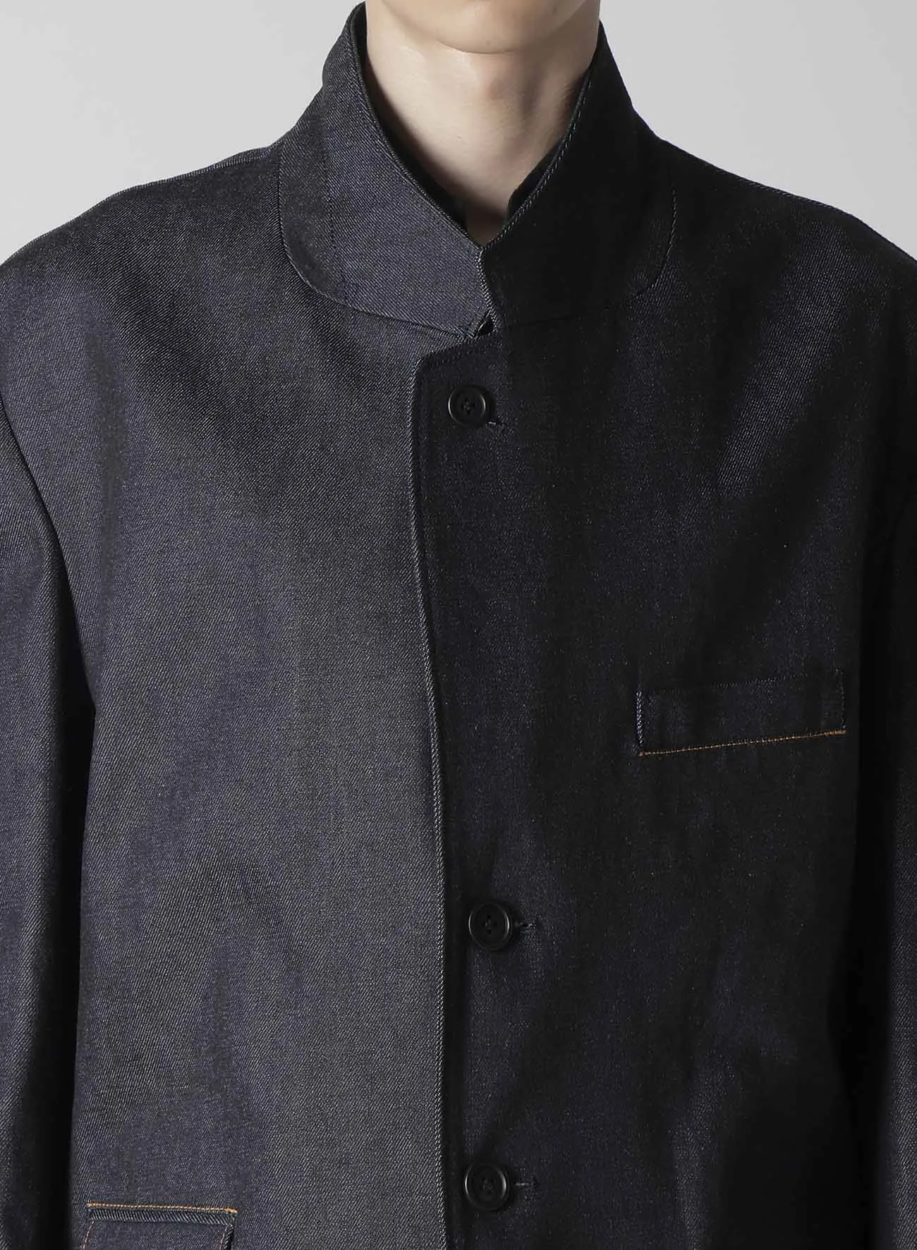 13oz UNEVEN YARN DENIM JACKET WITH 3-BUTTONS COLOR COMBI sold by Yohji Yamamoto product image thumbnail 4