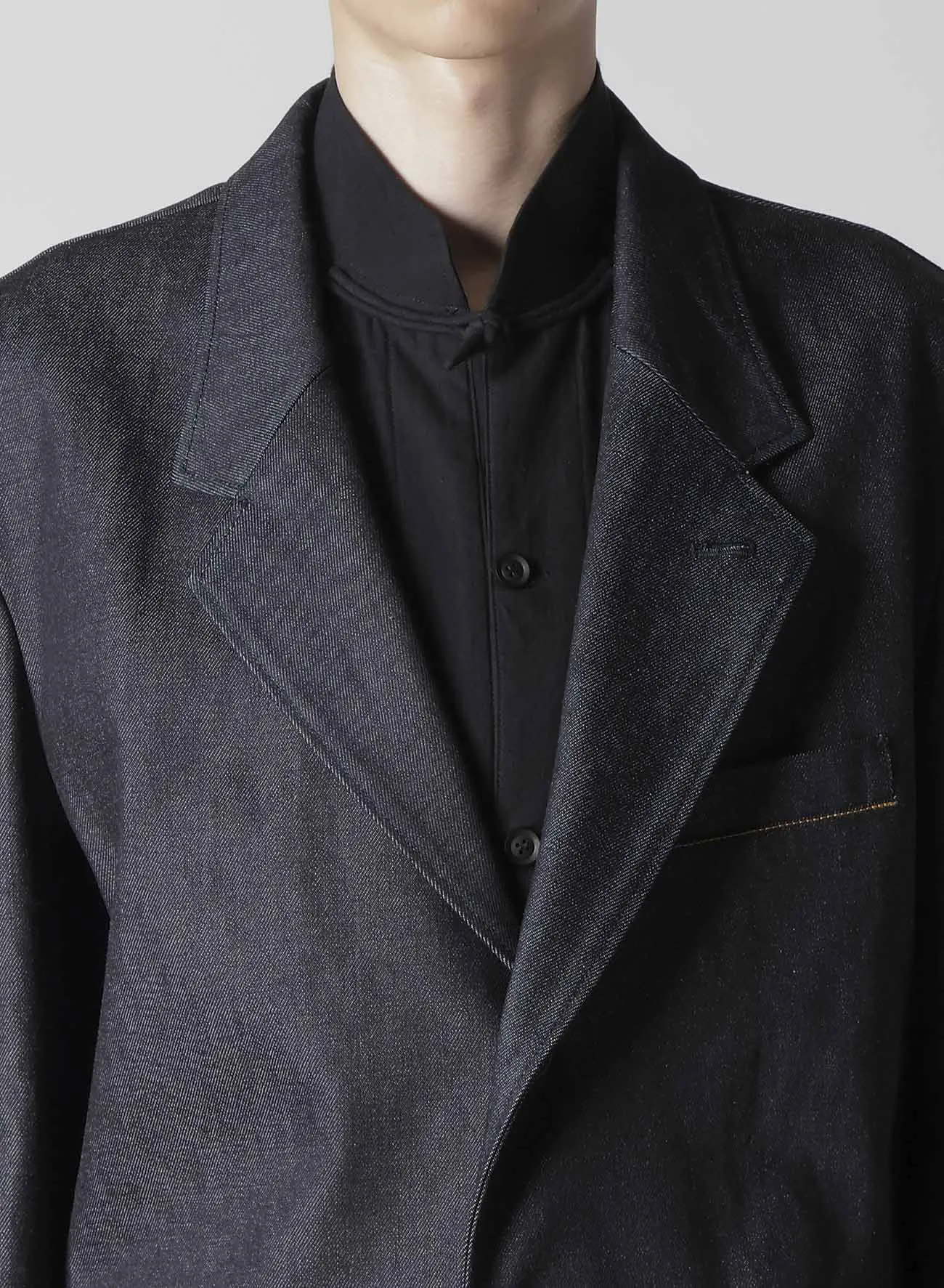 13oz UNEVEN YARN DENIM JACKET WITH 3-BUTTONS COLOR COMBI sold by Yohji Yamamoto product image thumbnail 3