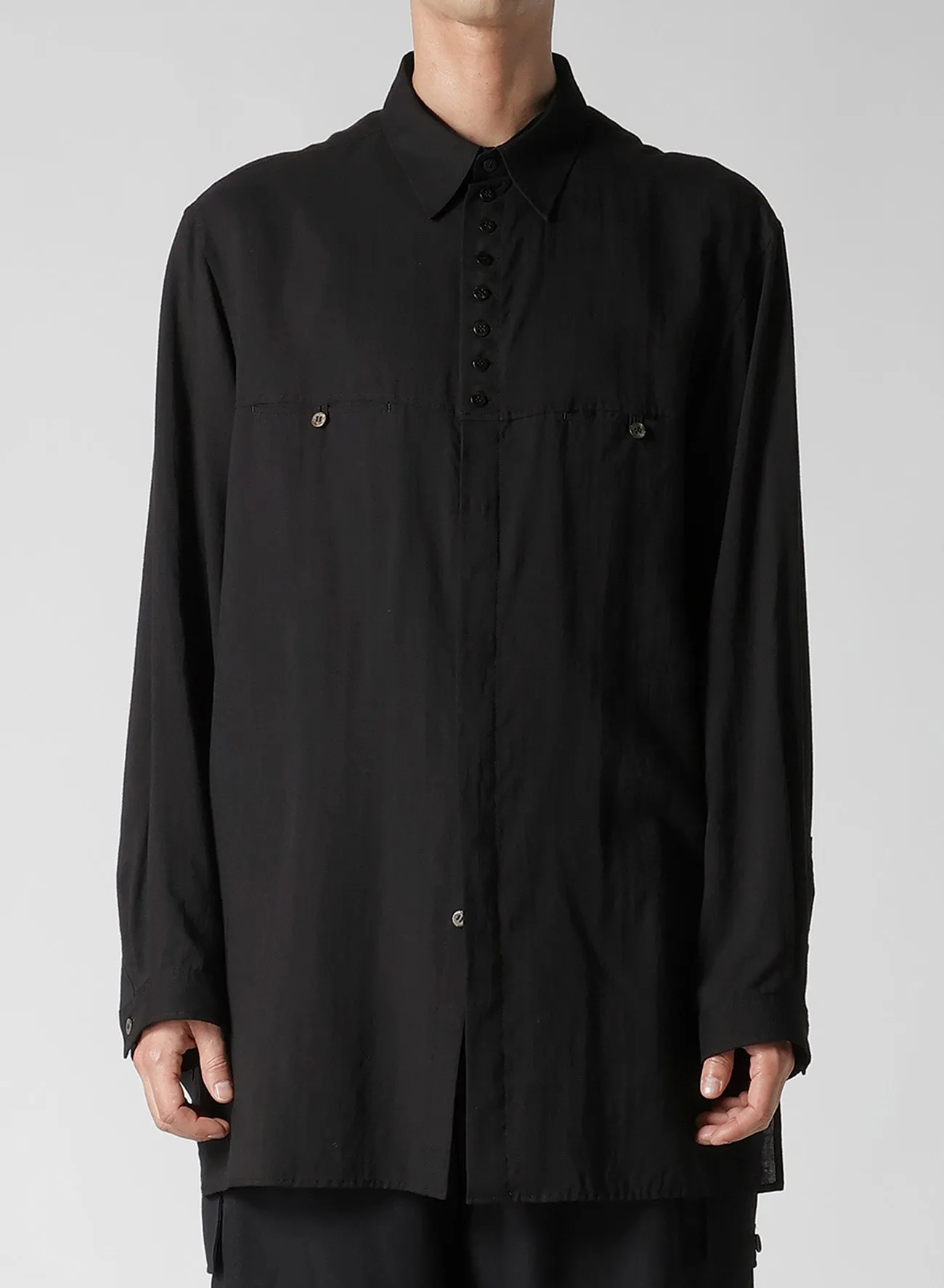 CELLULOSE LAWN BUTTON SHIRT WITH SPARE COLLAR sold by Yohji Yamamoto product image thumbnail 2