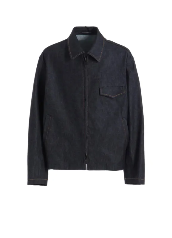 13oz UNEVEN YARN DENIM BLOUSON WITH COLLOR COMBI sold by Yohji Yamamoto