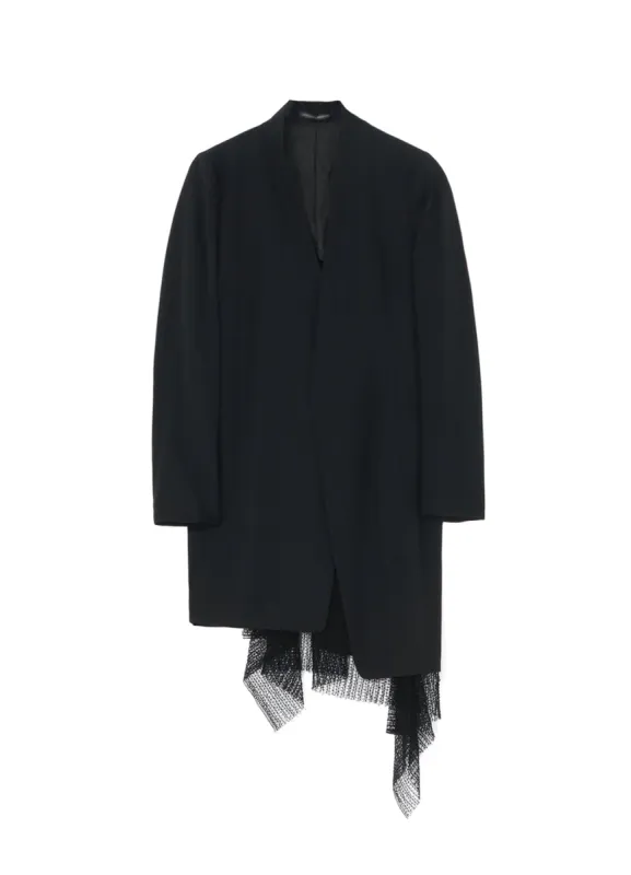 WOOL GABARDINE ASYMMETRIC LONG JACKET sold by Yohji Yamamoto