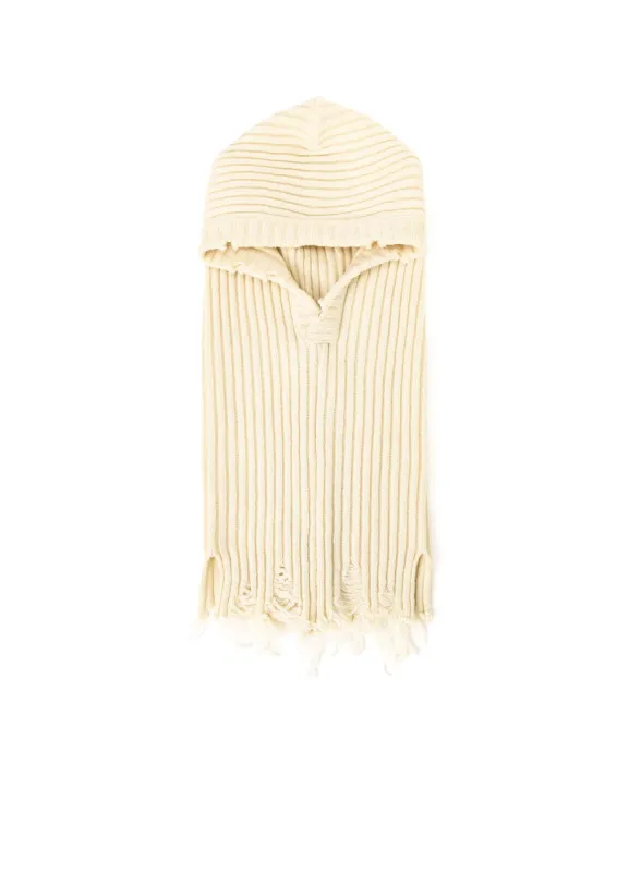 LAMB WOOL DAMAGED NECK WARMER W/ HOODIE sold by Yohji Yamamoto