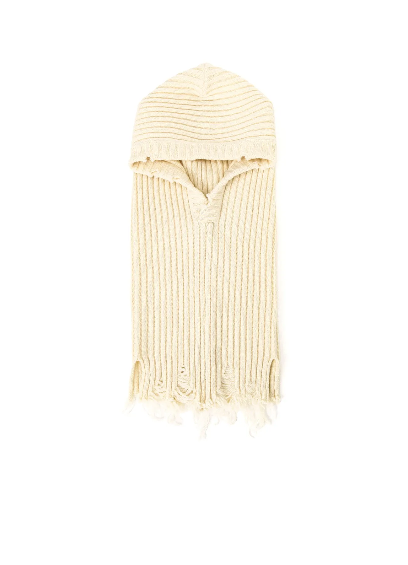 LAMB WOOL DAMAGED NECK WARMER W/ HOODIE sold by Yohji Yamamoto