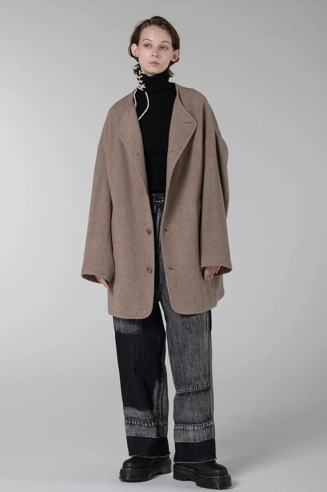 WOOL MOSSER NO COLLAR JACKET sold by Yohji Yamamoto product image thumbnail 5