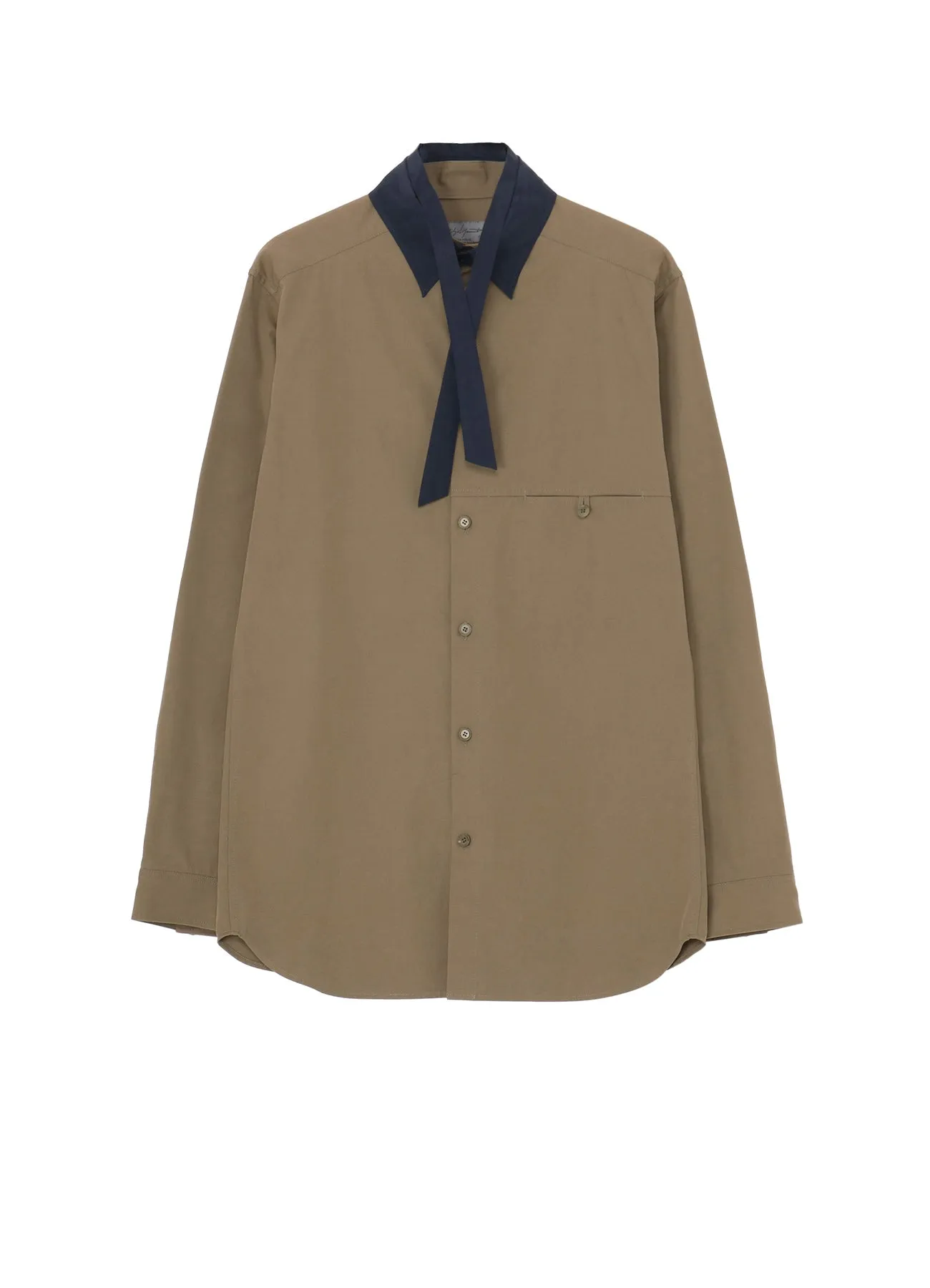 【PIECE UNIQUE/AOYAMA】KHAKI C/LIP RIBBON SPARE COLLAR BLOUSE sold by Yohji Yamamoto