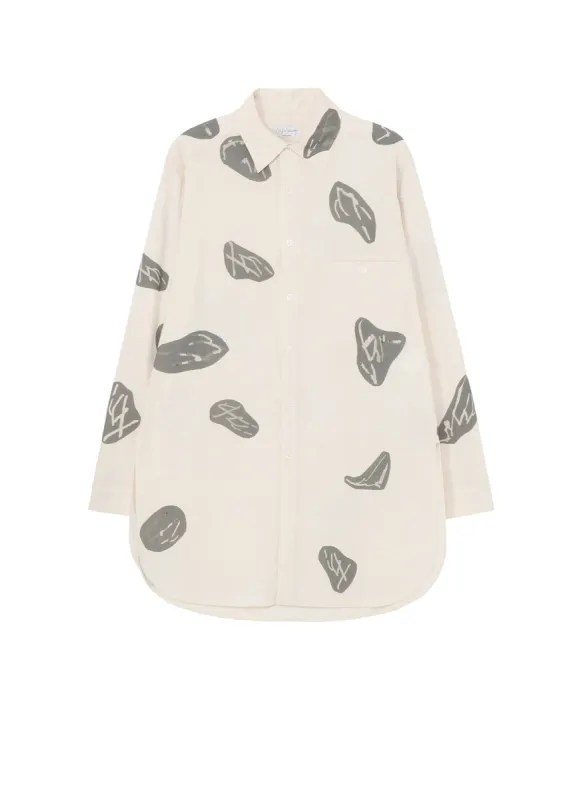 【PIECE UNIQUE/AOYAMA】GRAY MOTIF PRINT BIG BLOUSE sold by Yohji Yamamoto