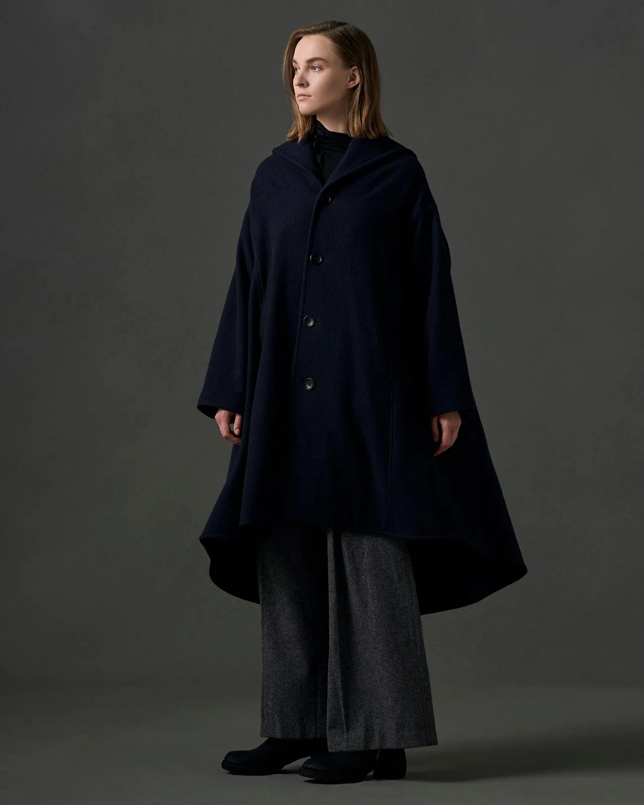 AIRY MOSSER B COLLAR FLARE COAT sold by Yohji Yamamoto product image thumbnail 2