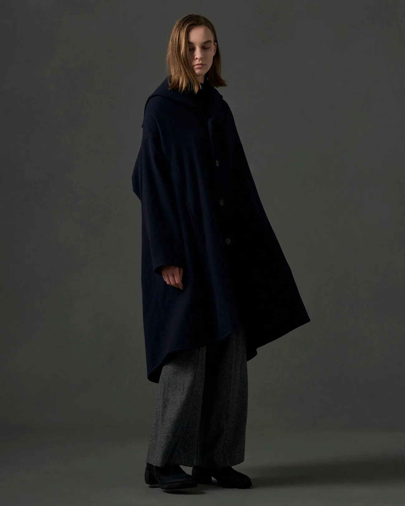 AIRY MOSSER B COLLAR FLARE COAT sold by Yohji Yamamoto product image thumbnail 3