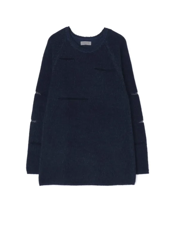 3G JERSEY STITCH DAMAGED DESIGN SHEER ROUND NECK LONG SLEEVE sold by Yohji Yamamoto
