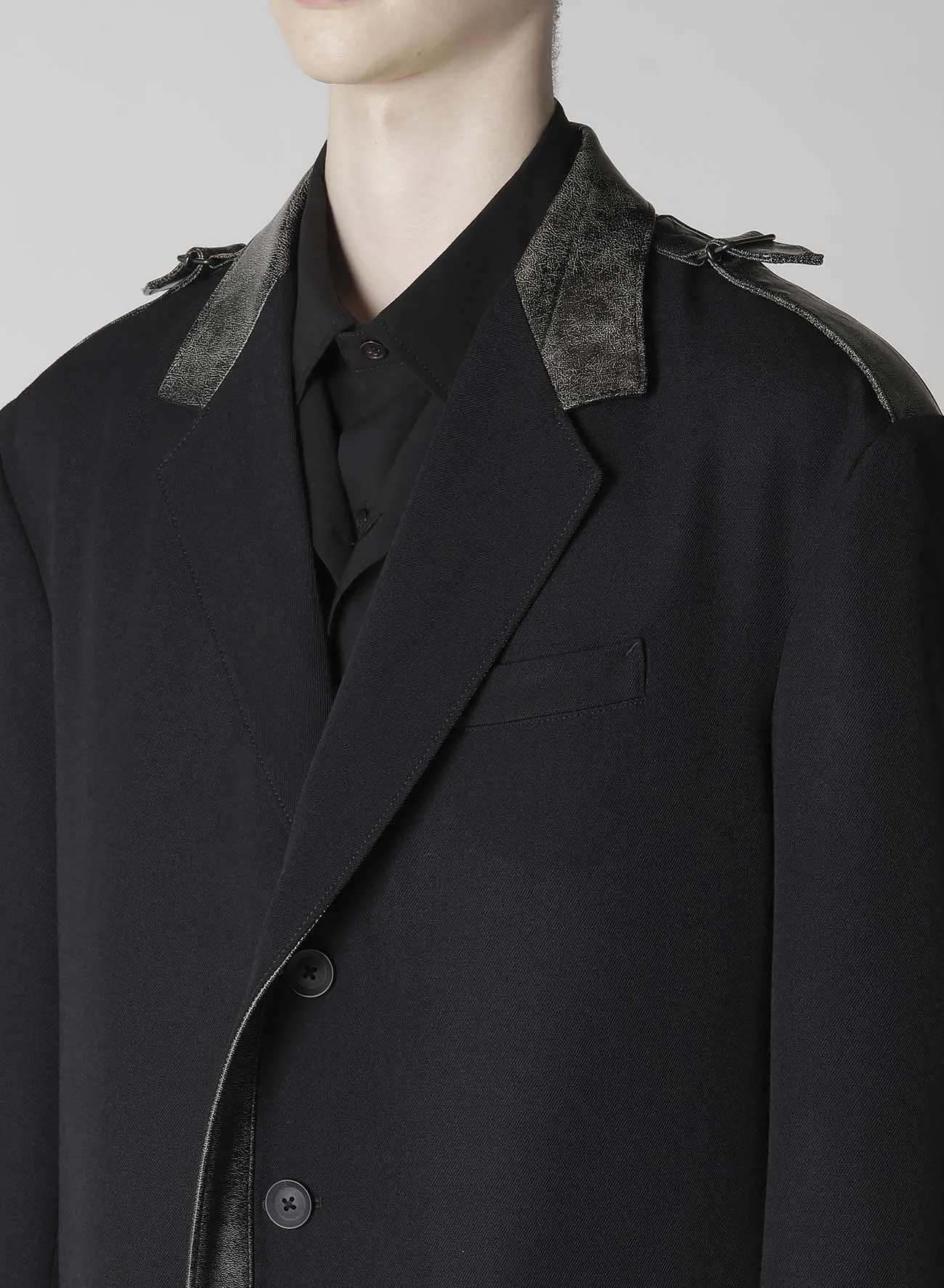 ARMY GABARDINE LEATHER SWITCHING JACKET sold by Yohji Yamamoto product image thumbnail 3