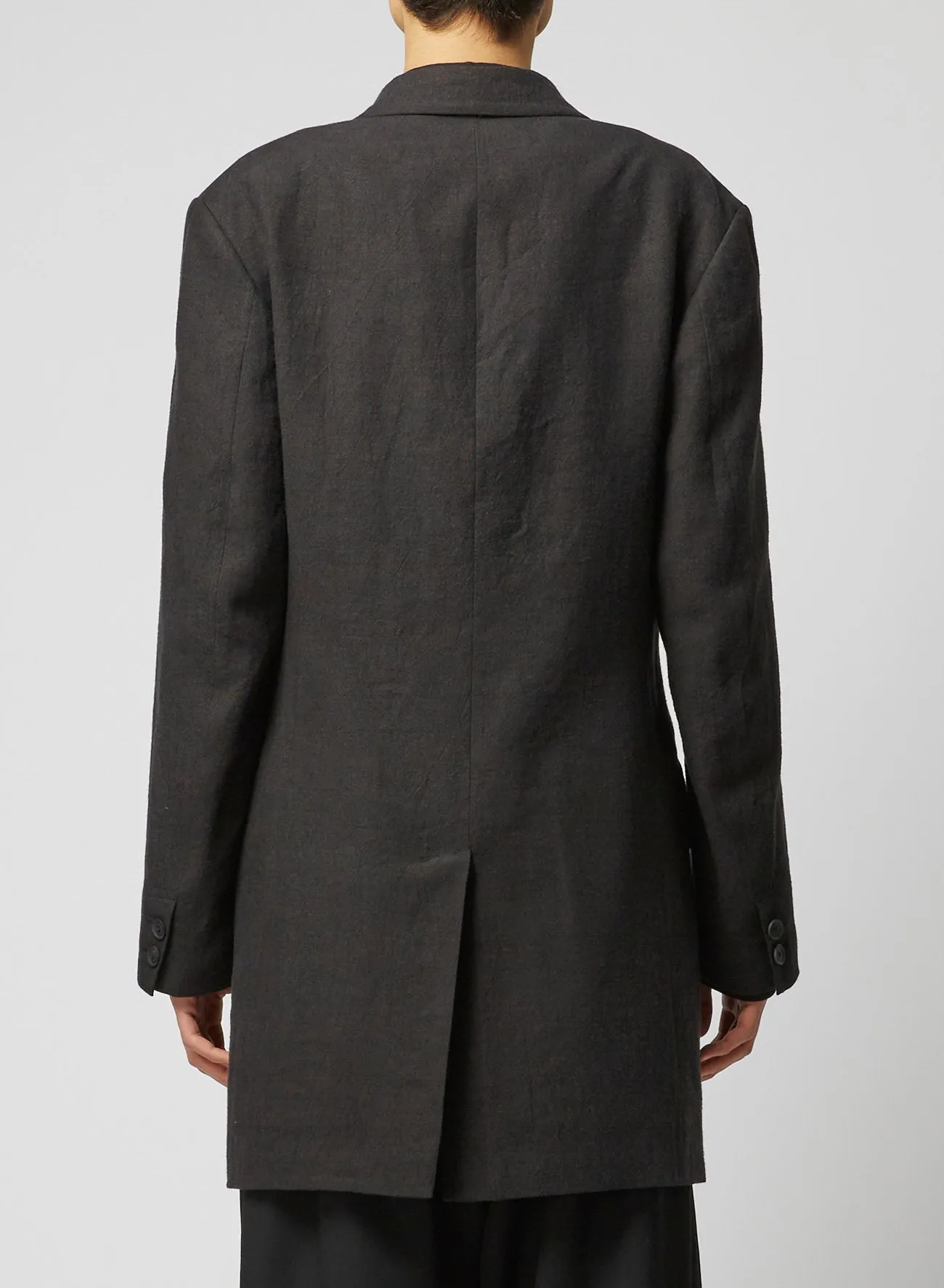 FLAX WOOL CLOTH SIDE BUTTON JACKET sold by Yohji Yamamoto product image thumbnail 5