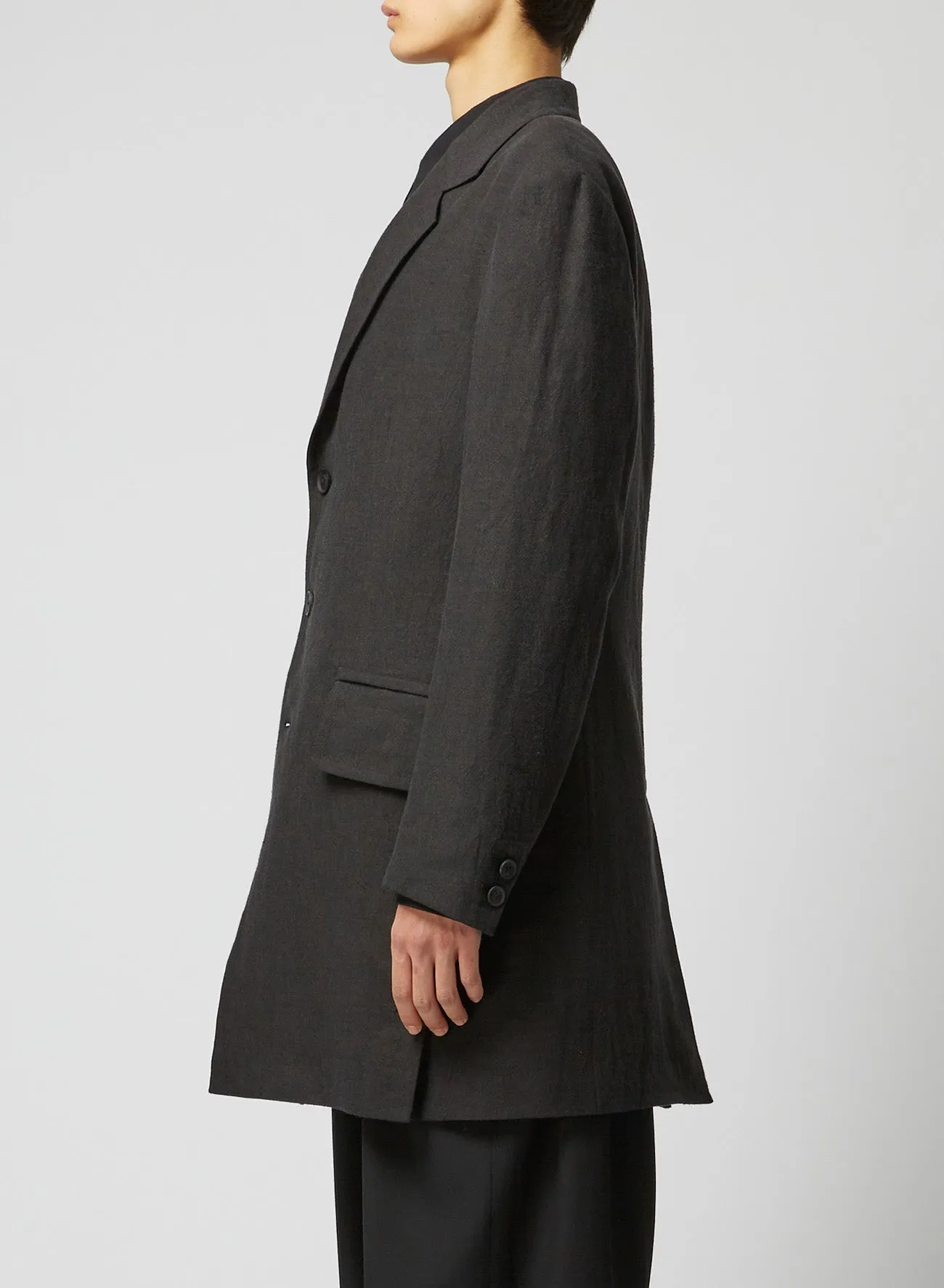 FLAX WOOL CLOTH SIDE BUTTON JACKET sold by Yohji Yamamoto product image thumbnail 4