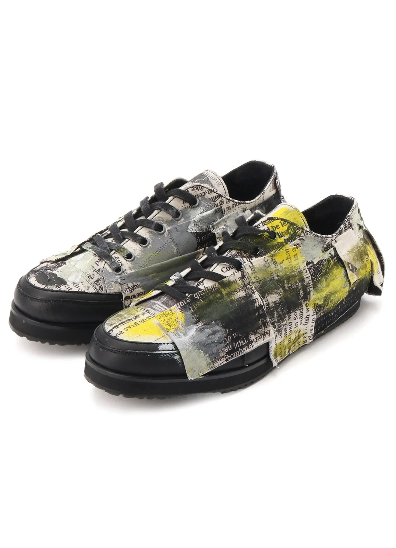 COTTON NEWSPAPER PRINT YELLOW PAINT SNEAKER sold by Yohji Yamamoto product image thumbnail 4