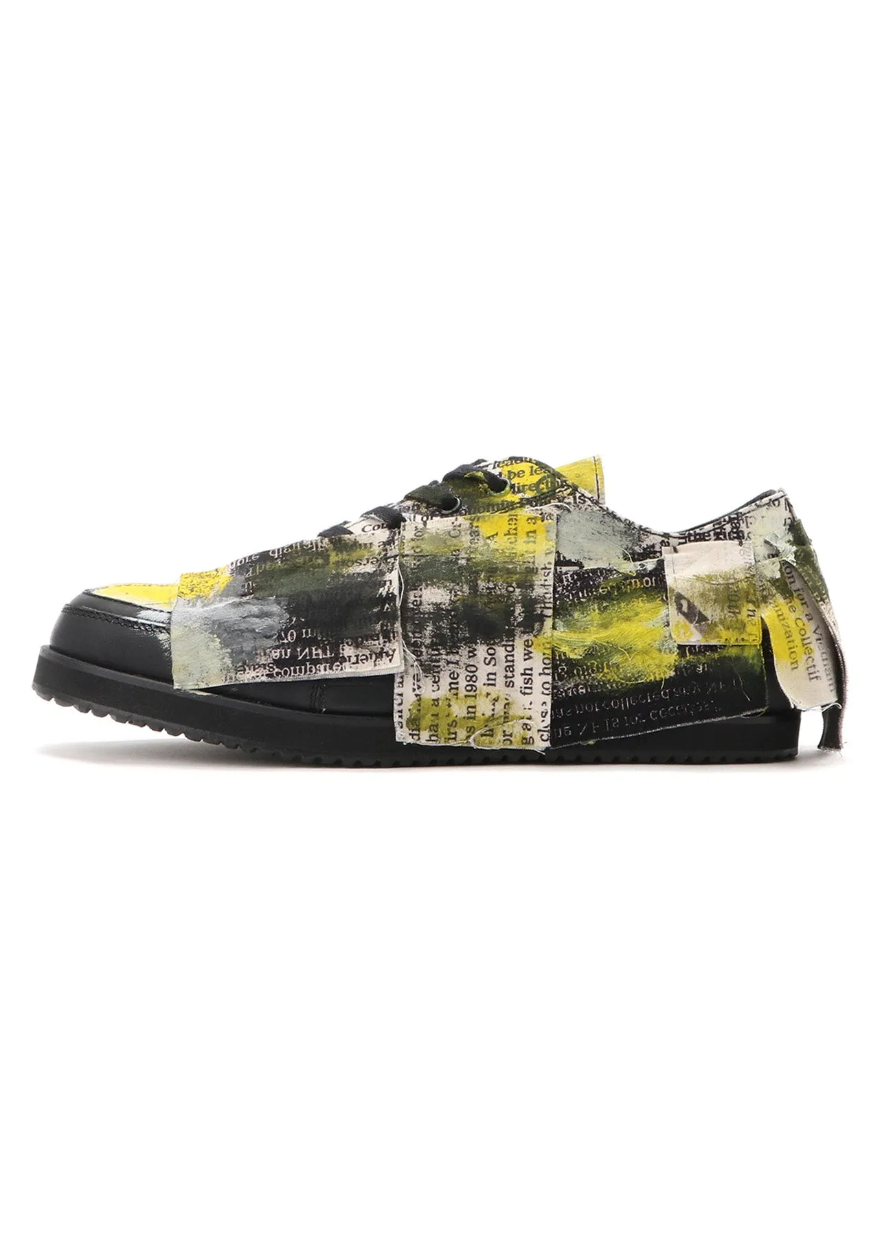 COTTON NEWSPAPER PRINT YELLOW PAINT SNEAKER sold by Yohji Yamamoto product image thumbnail 5