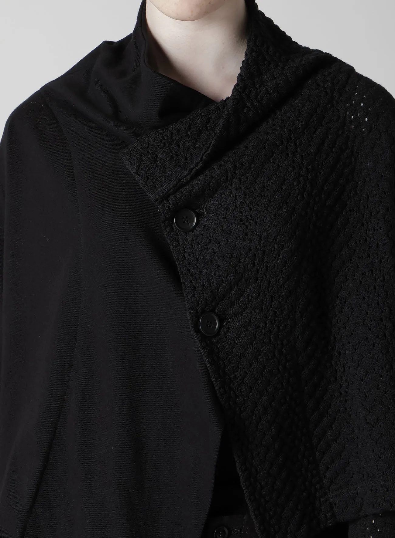 COTTON JERSEY/LACE OFF NECK 3BUTTON JACKET sold by Yohji Yamamoto product image thumbnail 5
