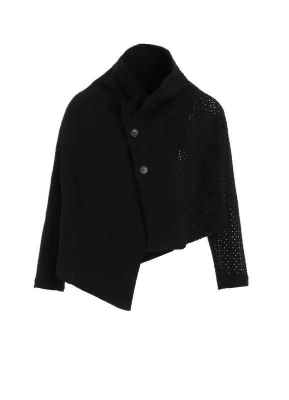 COTTON JERSEY/LACE OFF NECK 3BUTTON JACKET made by Yohji Yamamoto