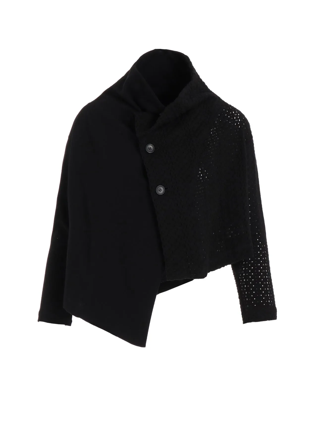 COTTON JERSEY/LACE OFF NECK 3BUTTON JACKET sold by Yohji Yamamoto