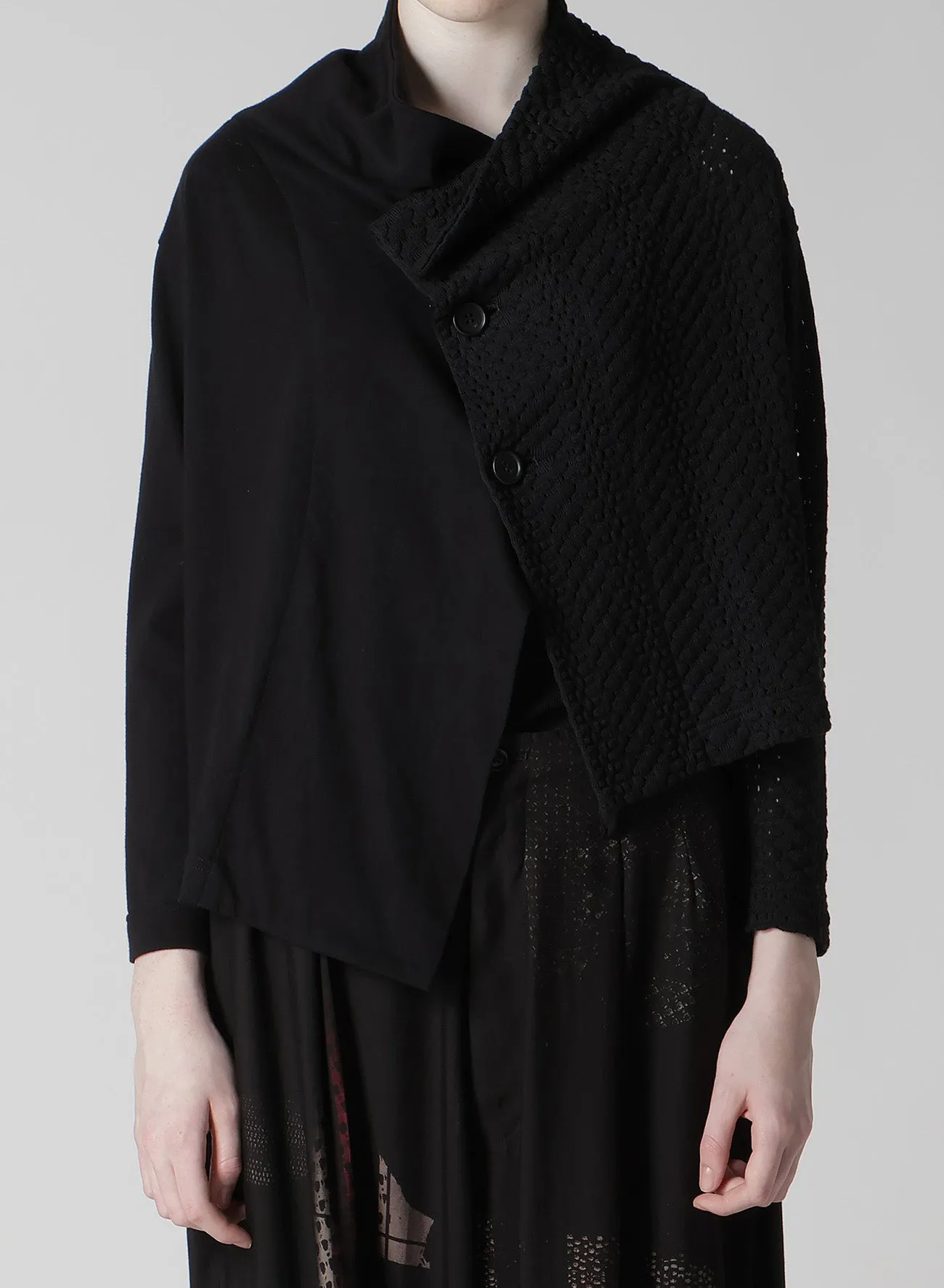 COTTON JERSEY/LACE OFF NECK 3BUTTON JACKET sold by Yohji Yamamoto product image thumbnail 4