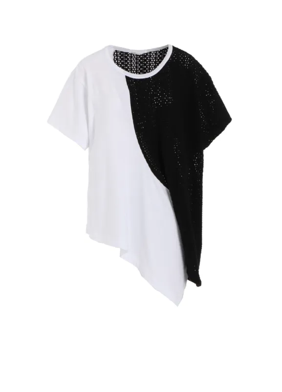 COTTON JERSEY/LACE DRAPE SHORT SLEEVE T sold by Yohji Yamamoto