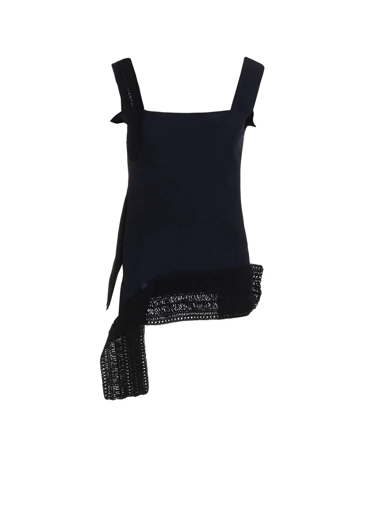 CUPRO DUNGAREE TWILL CROCHET COMBINATION BLOUSE sold by Yohji Yamamoto