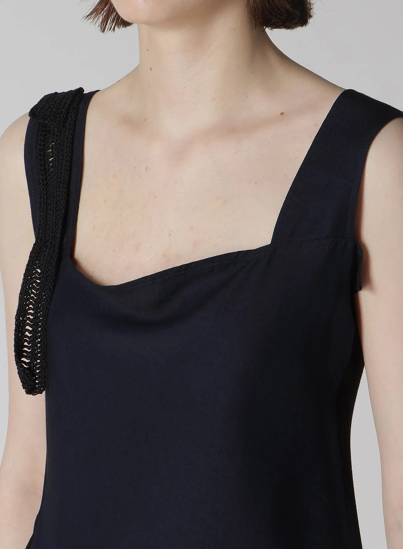 CUPRO DUNGAREE TWILL CROCHET COMBINATION BLOUSE sold by Yohji Yamamoto product image thumbnail 5