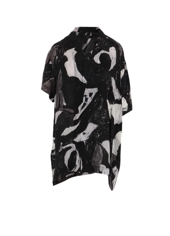 CU/WRINKLE LAWN PAINTED CITY PRINT OPEN COLLAR BLOUSE made by Yohji Yamamoto