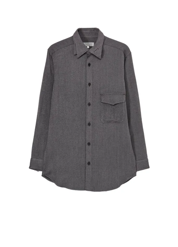 Ry M HERRINGBONE COLLAR TAB BLOUSE sold by Yohji Yamamoto