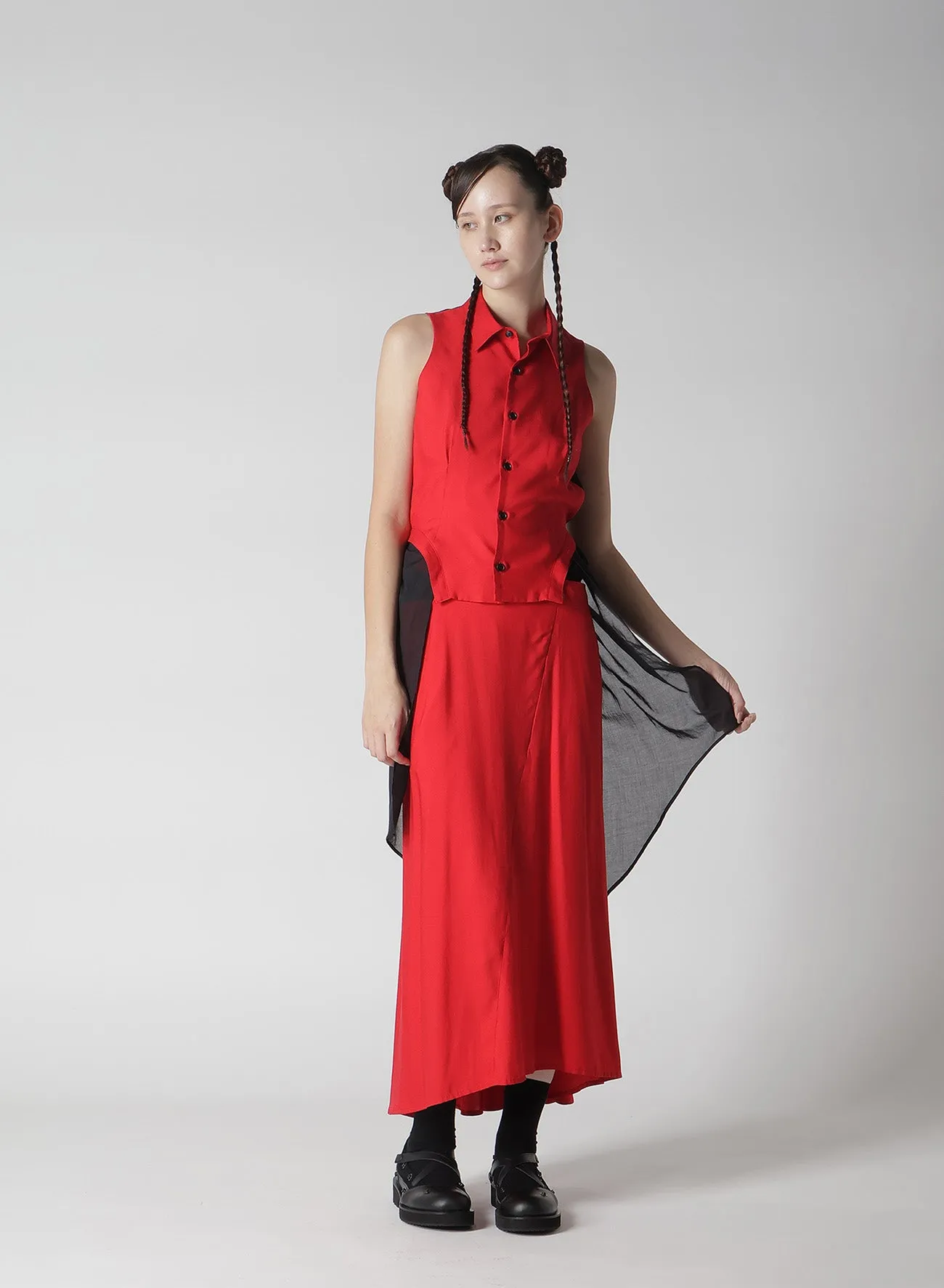 BACK SATIN CROSS WAIST BELT SKIRT sold by Yohji Yamamoto product image thumbnail 4