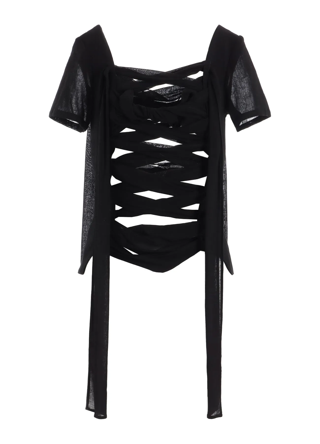 GAUZE RIBBON LACE-UP BLOUSE sold by Yohji Yamamoto product image thumbnail 2