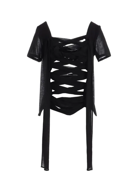 GAUZE RIBBON LACE-UP BLOUSE sold by Yohji Yamamoto