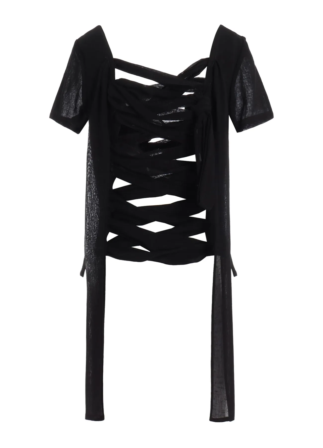 GAUZE RIBBON LACE-UP BLOUSE sold by Yohji Yamamoto product image thumbnail 3