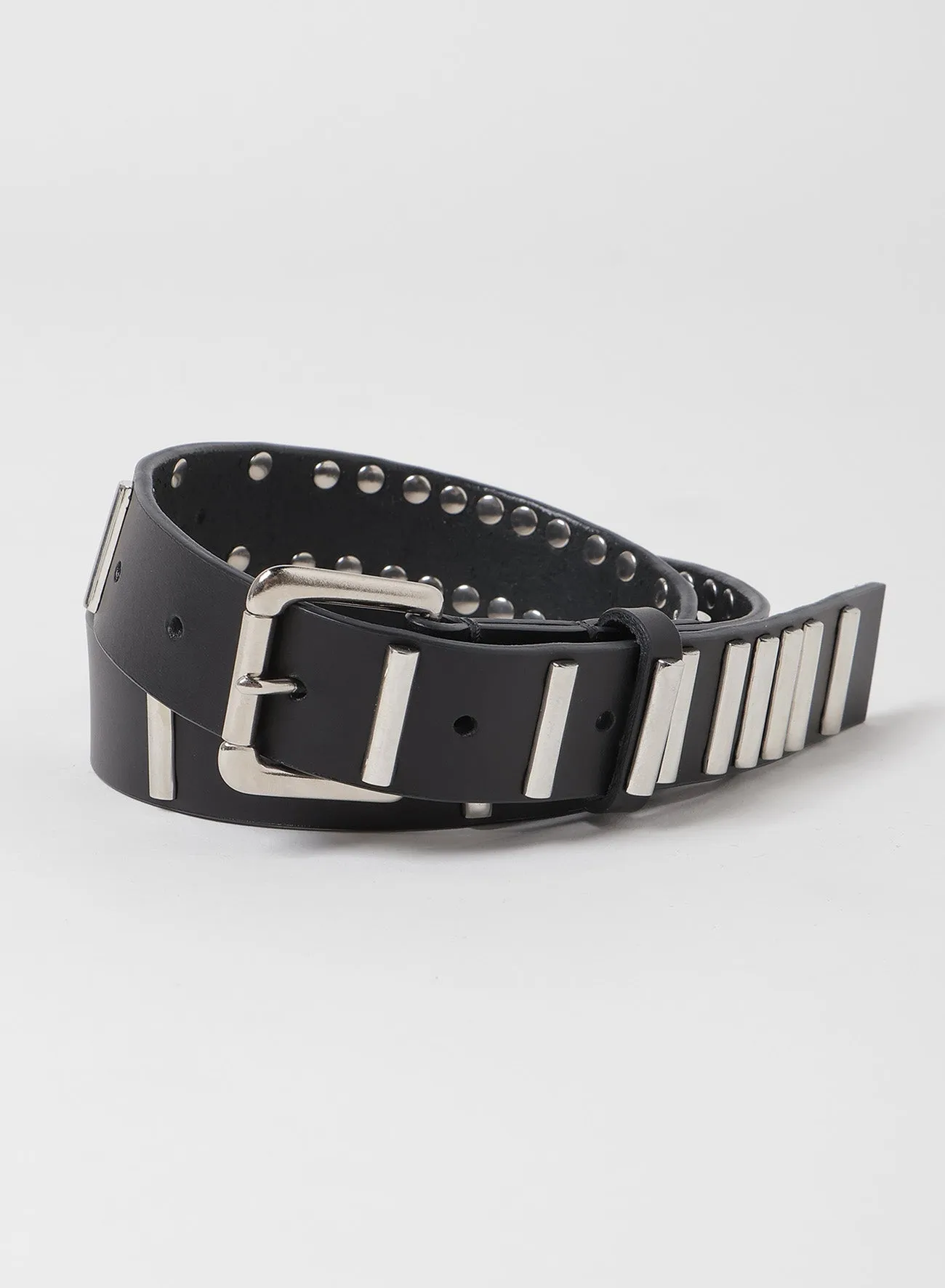 OIL TANNED LEATHER HALF ROUND STUDS BELT sold by Yohji Yamamoto product image thumbnail 2