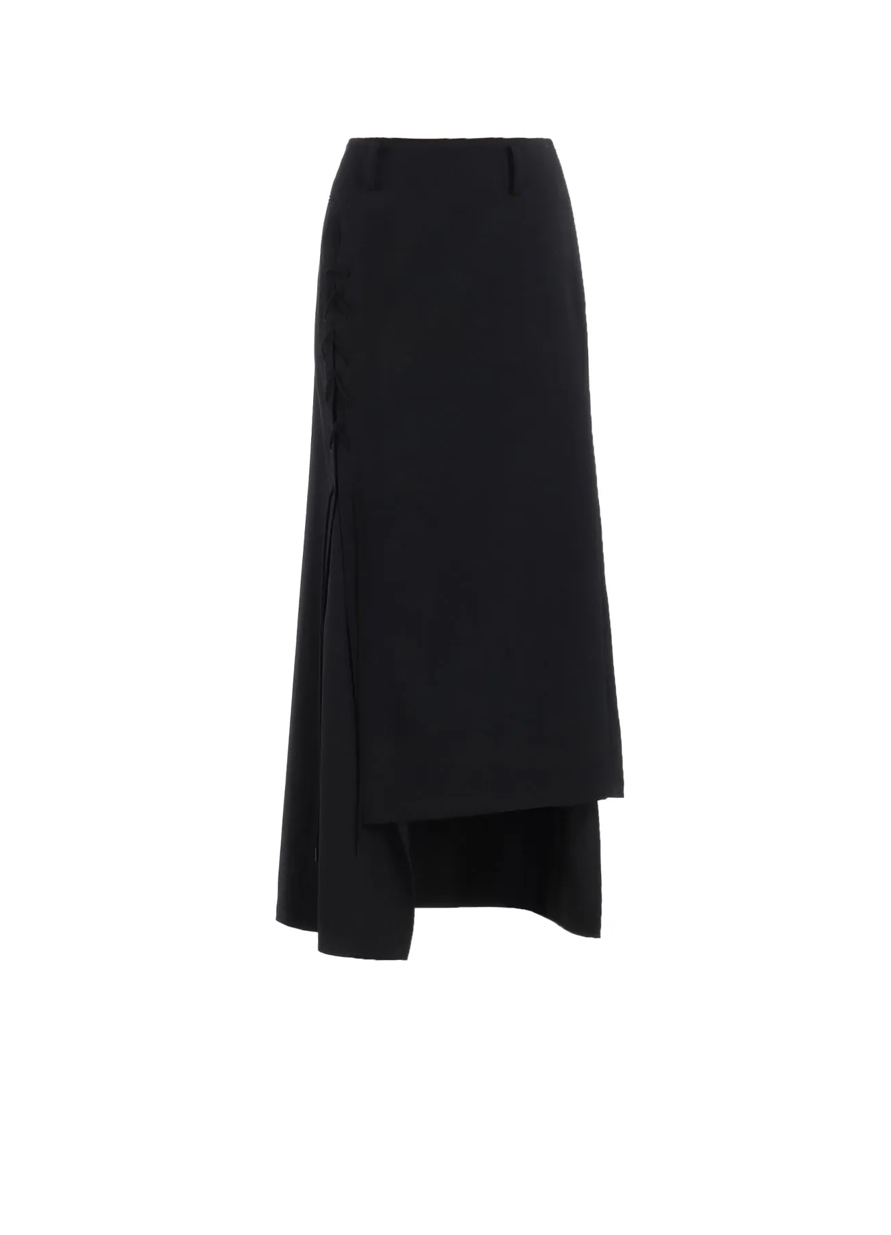 WOOL GABARDINE LACE-UP LONG SKIRT sold by Yohji Yamamoto