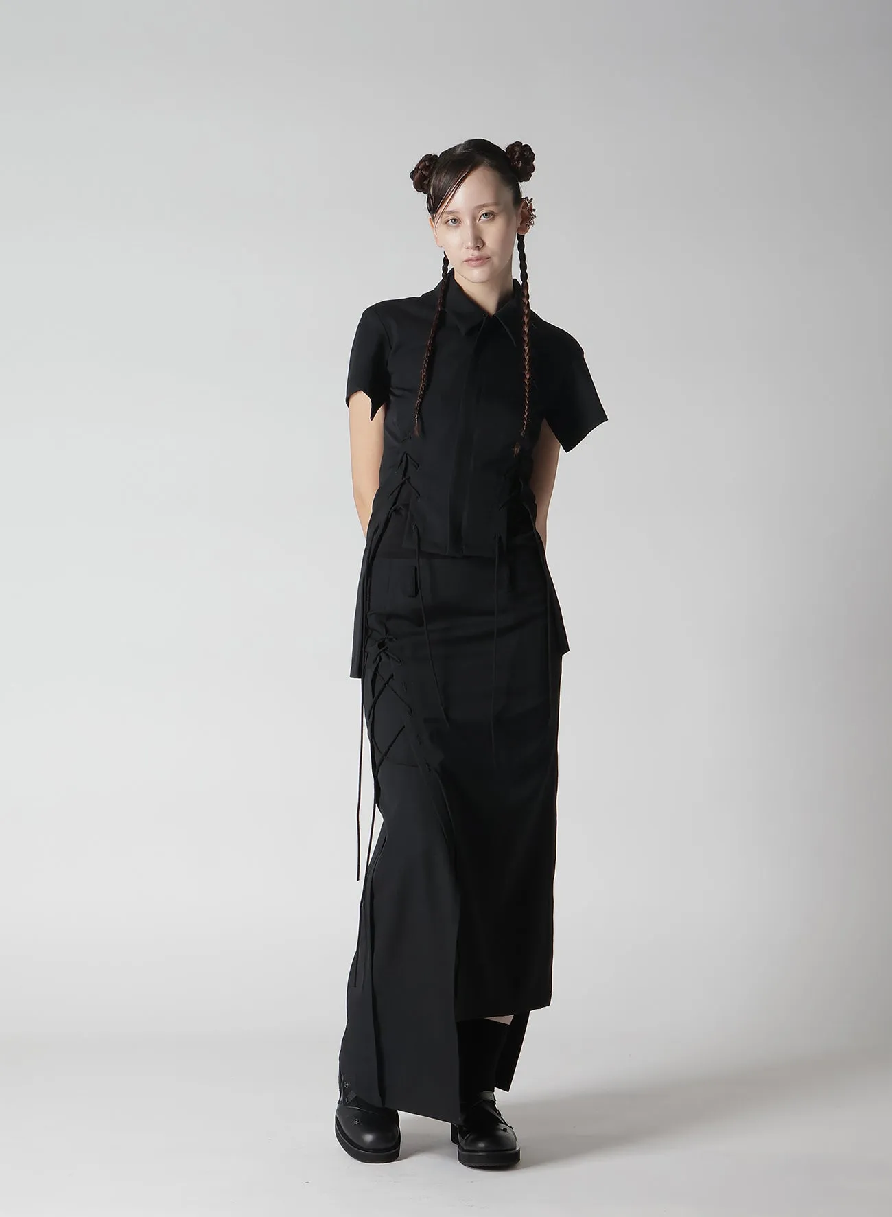 WOOL GABARDINE LACE-UP LONG SKIRT sold by Yohji Yamamoto product image thumbnail 4