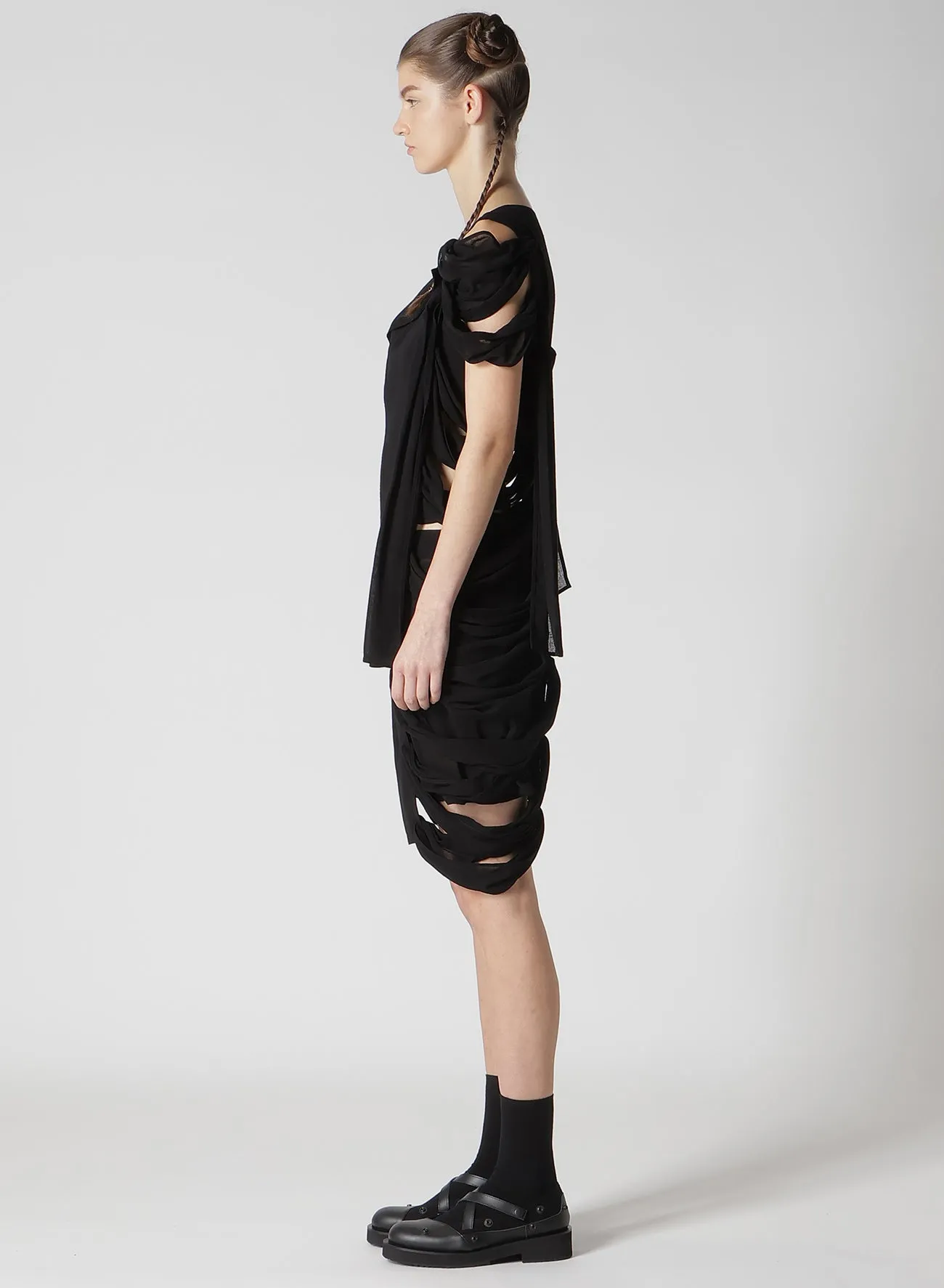GAUZE RIBBON LACE-UP DRESS sold by Yohji Yamamoto product image thumbnail 5