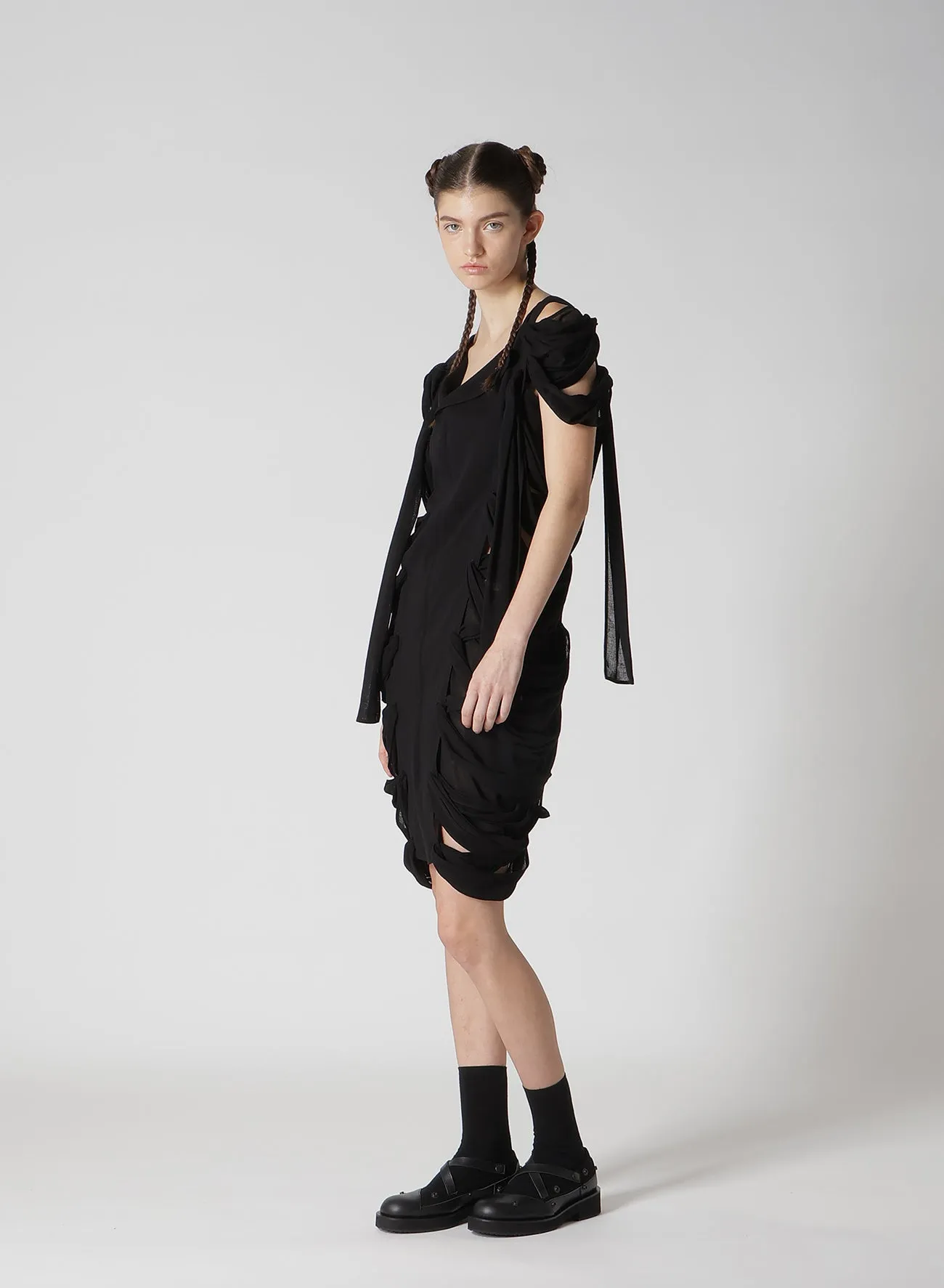 GAUZE RIBBON LACE-UP DRESS sold by Yohji Yamamoto product image thumbnail 4