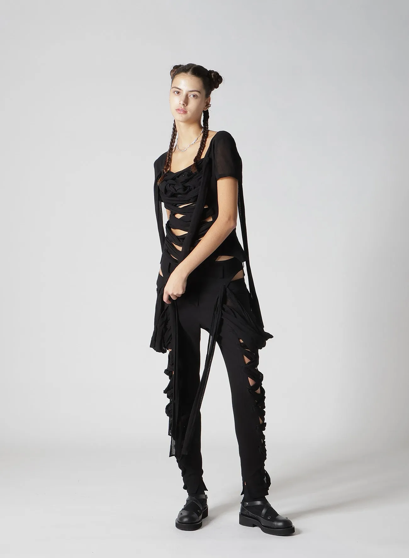 GAUZE RIBBON LACE-UP PANTS sold by Yohji Yamamoto product image thumbnail 4