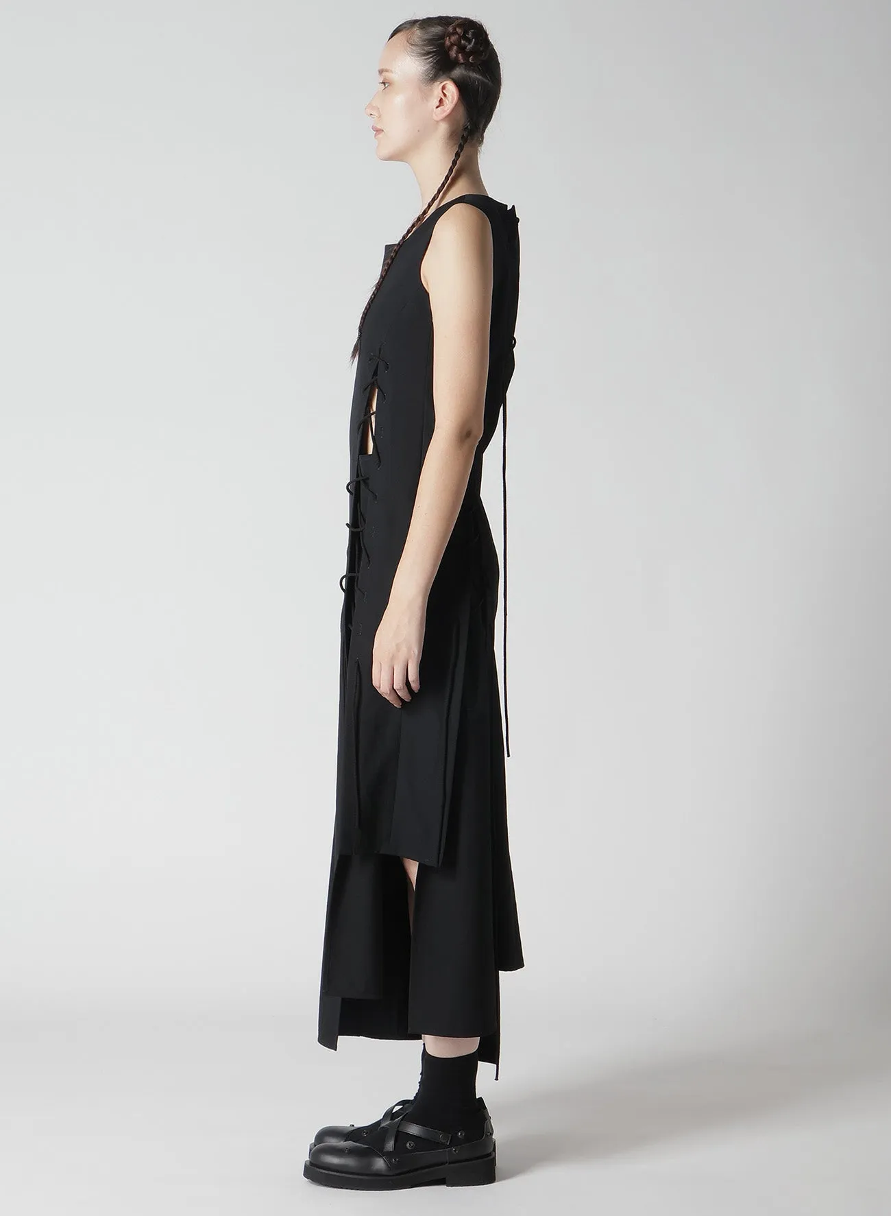 WOOL GABARDINE LACE-UP DRESS sold by Yohji Yamamoto product image thumbnail 5