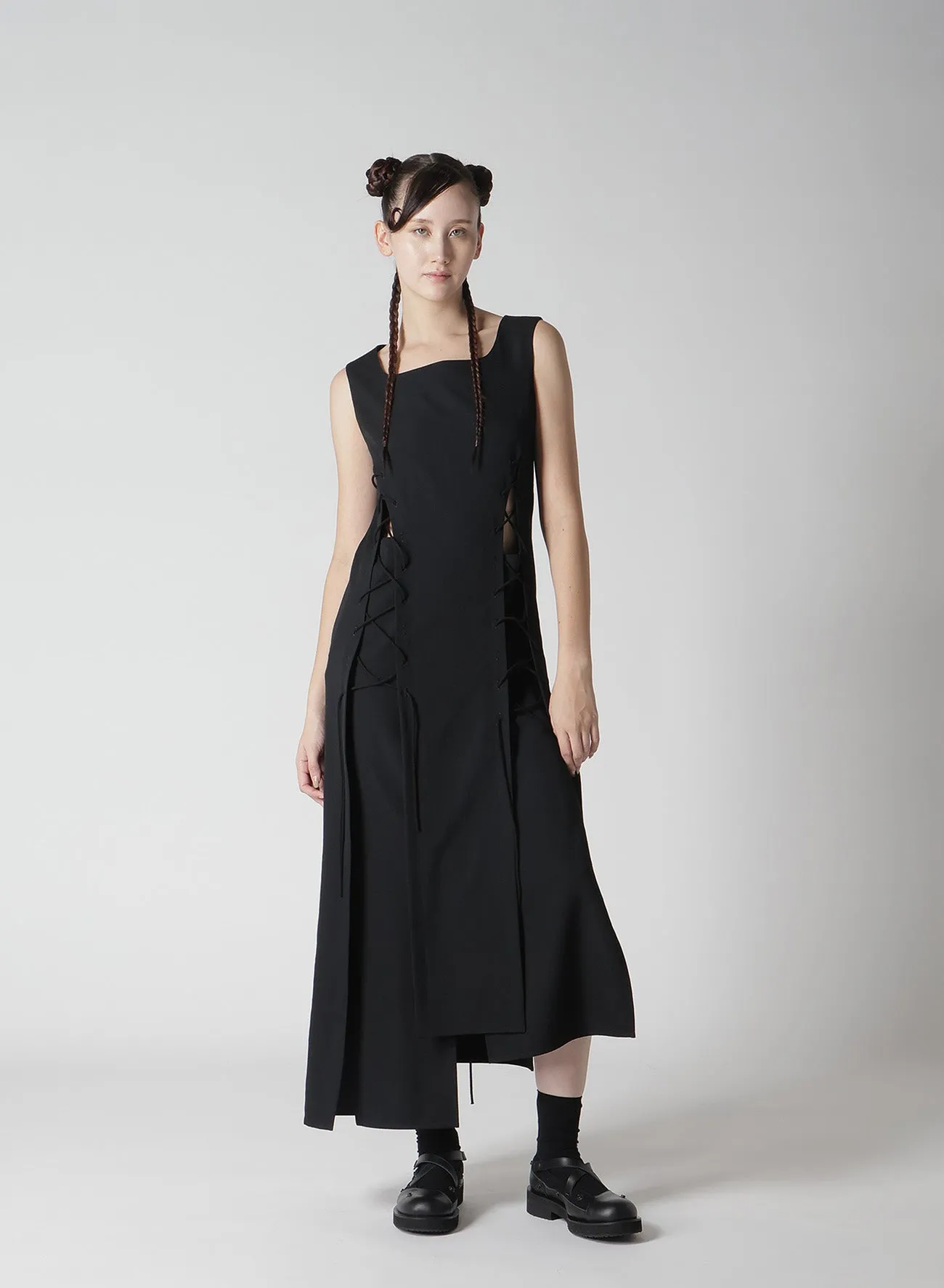 WOOL GABARDINE LACE-UP DRESS sold by Yohji Yamamoto product image thumbnail 4