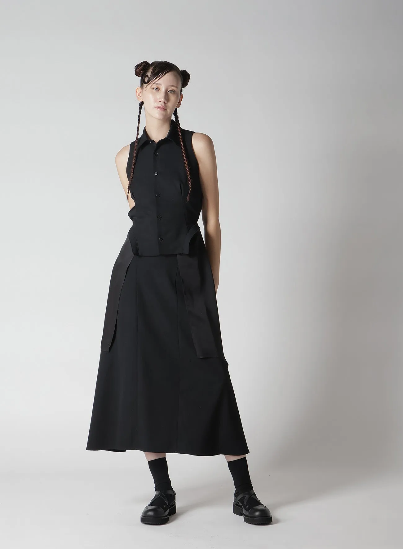 WOOL GABARDINE COLLAR LONG VEST sold by Yohji Yamamoto product image thumbnail 5