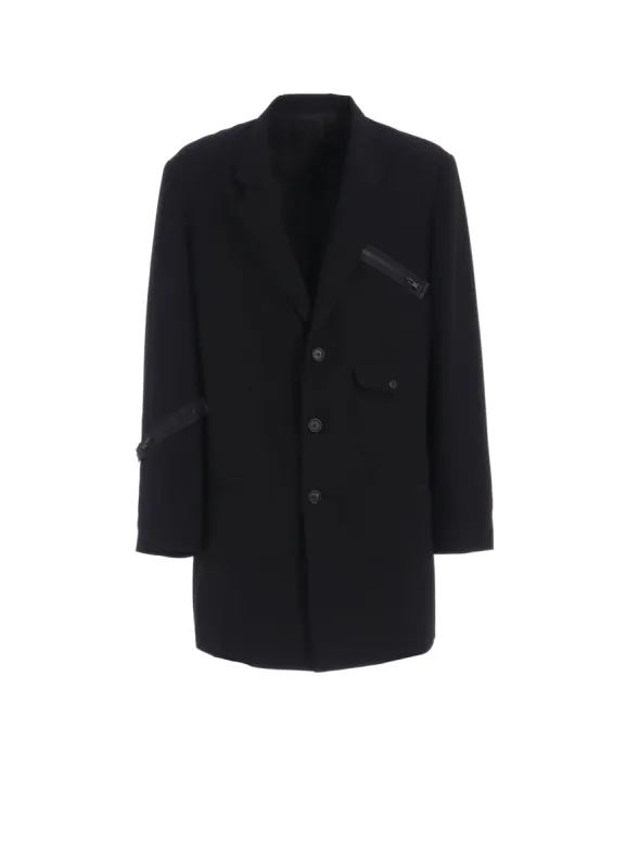 PE/GABARDINE ZIPPER-TAPED LONG JACKET sold by Yohji Yamamoto