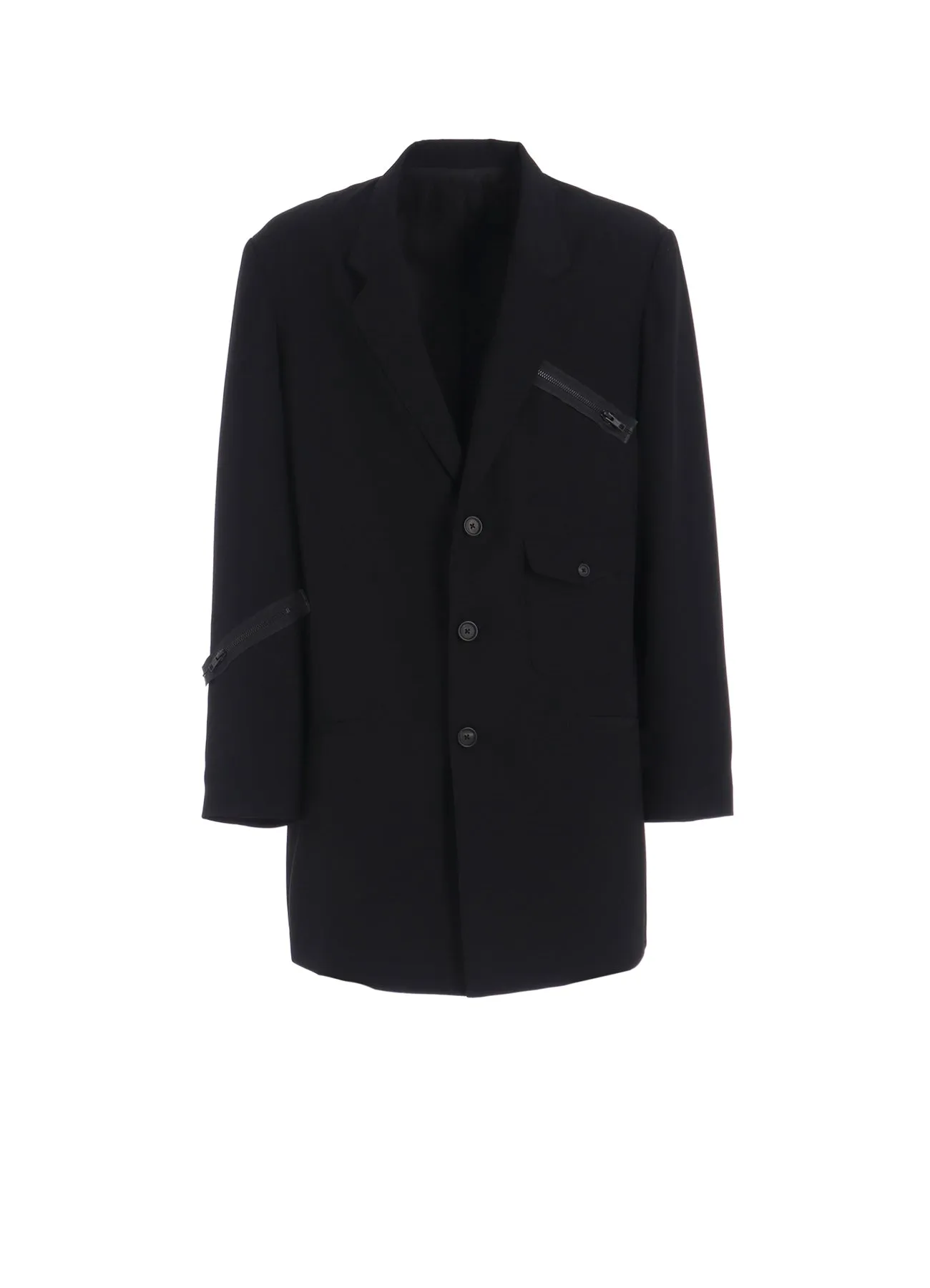 PE/GABARDINE ZIPPER-TAPED LONG JACKET sold by Yohji Yamamoto