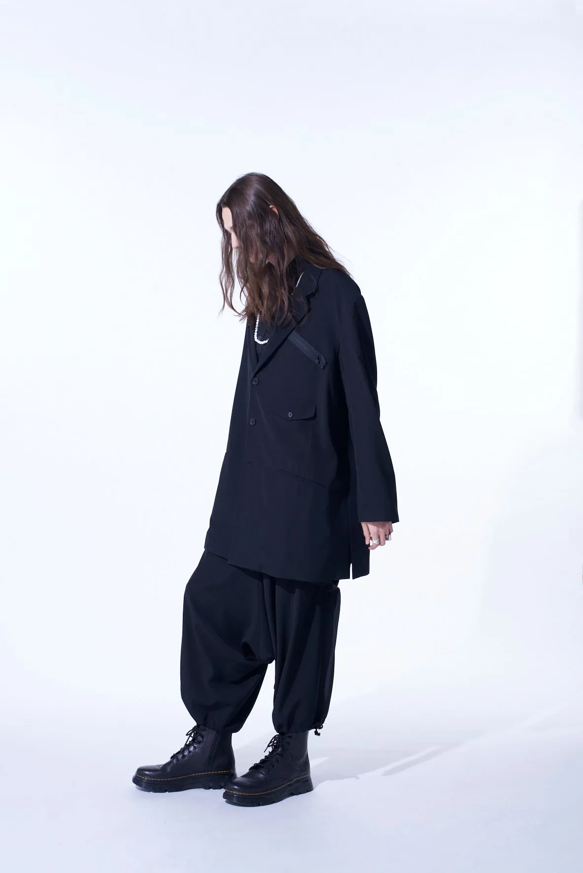 PE/GABARDINE ZIPPER-TAPED LONG JACKET sold by Yohji Yamamoto product image thumbnail 4