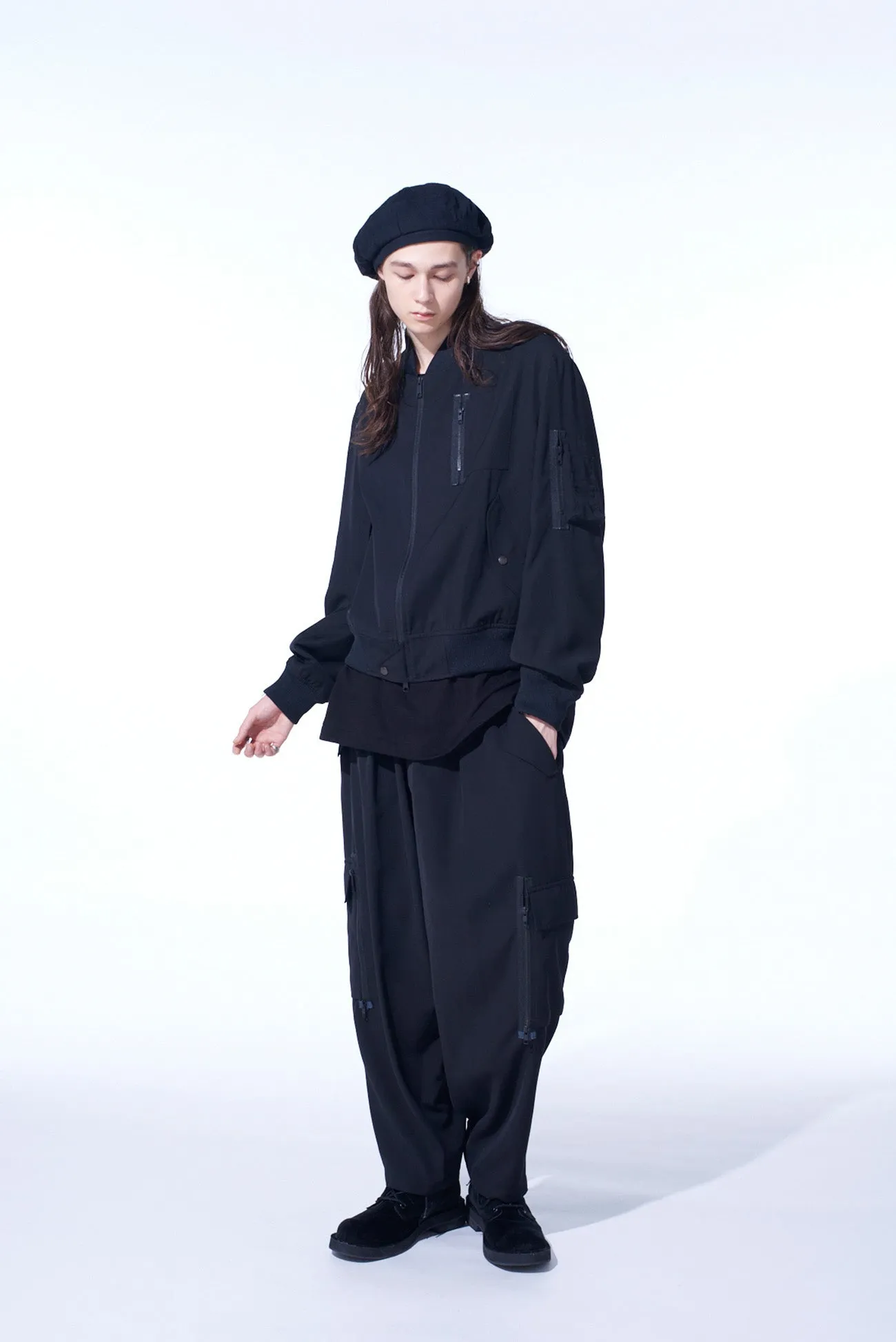 PE/GABARDINE ZIPPER-TAPED BOMBER JACKET sold by Yohji Yamamoto product image thumbnail 2