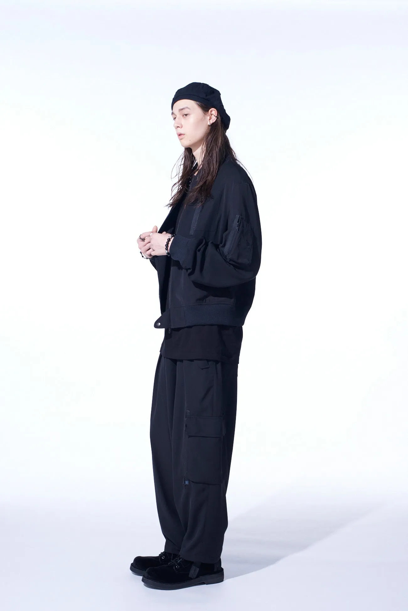 PE/GABARDINE ZIPPER-TAPED BOMBER JACKET sold by Yohji Yamamoto product image thumbnail 3