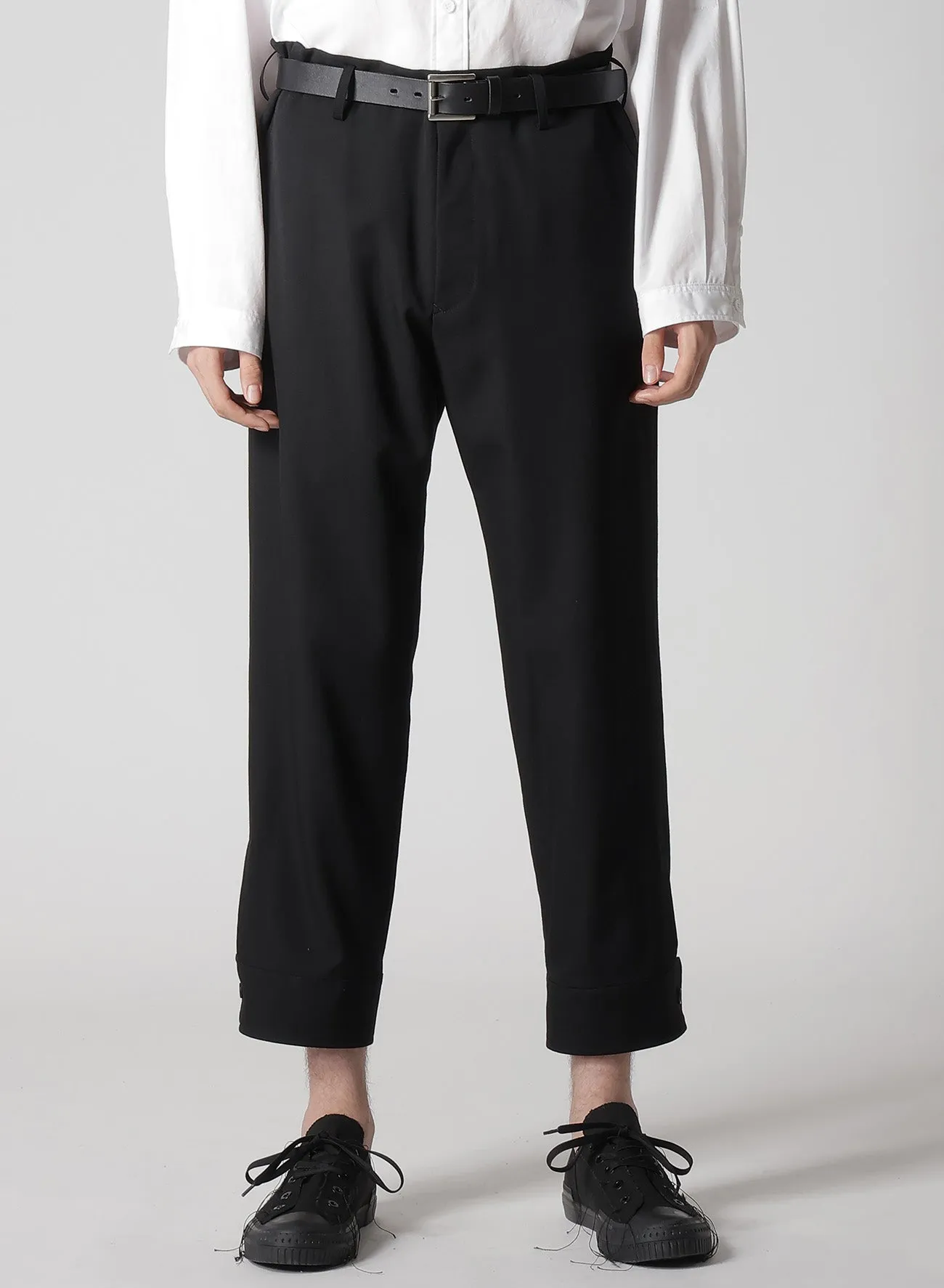 WOOL GABARDINE BELTED HEM PANTS sold by Yohji Yamamoto product image thumbnail 2